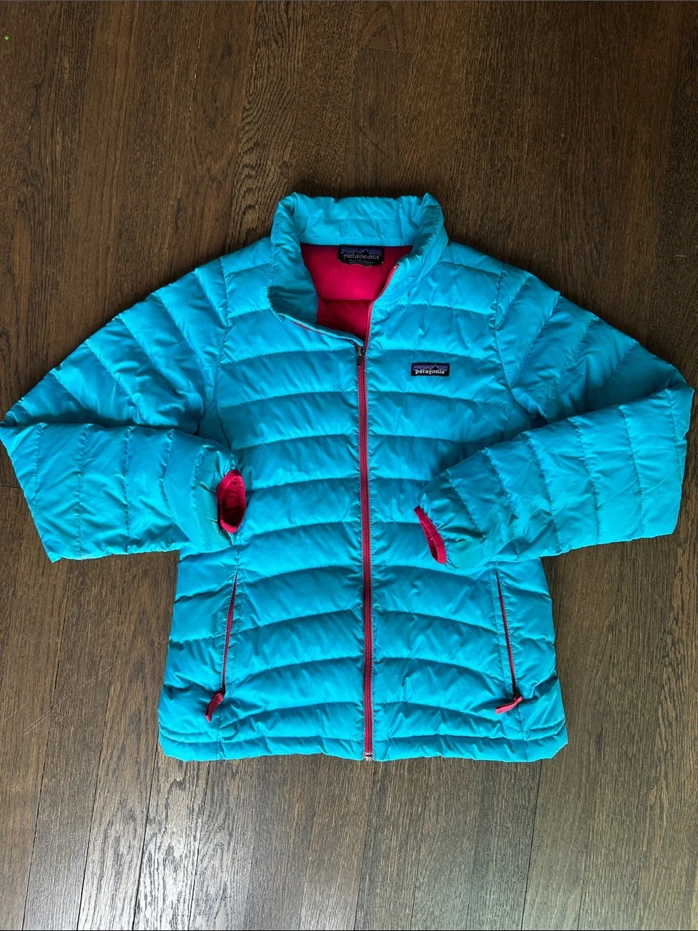 Patagonia Kids Colorblock Jacket - Teal & Magenta with Logo Patch